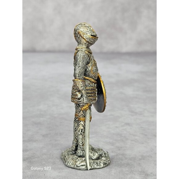 Rare Italy Veronese 2006 Pewter Warrior Knight Statue Figurine w/Sword Shield - Picture 10 of 16